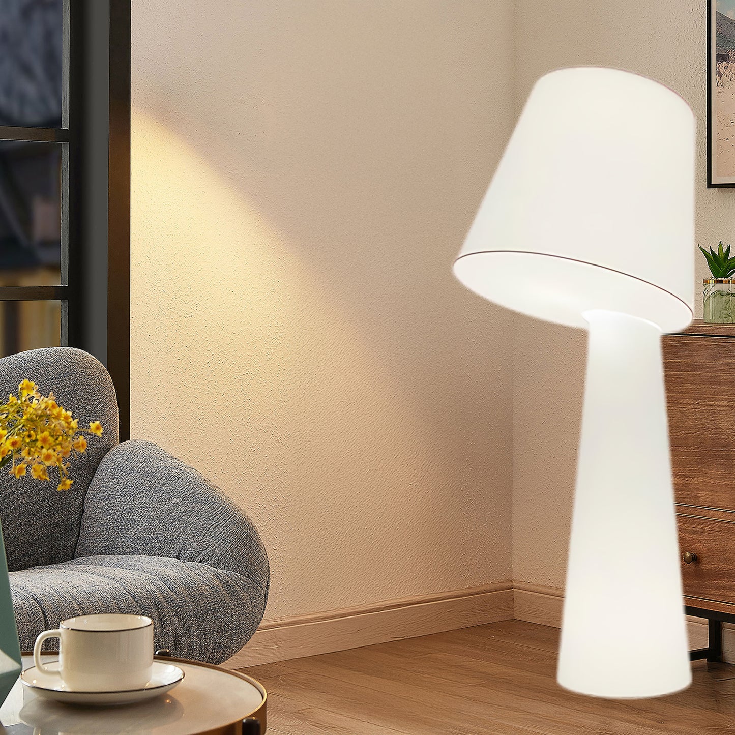 Column Fabric Contemporary Metal Floor Lamp