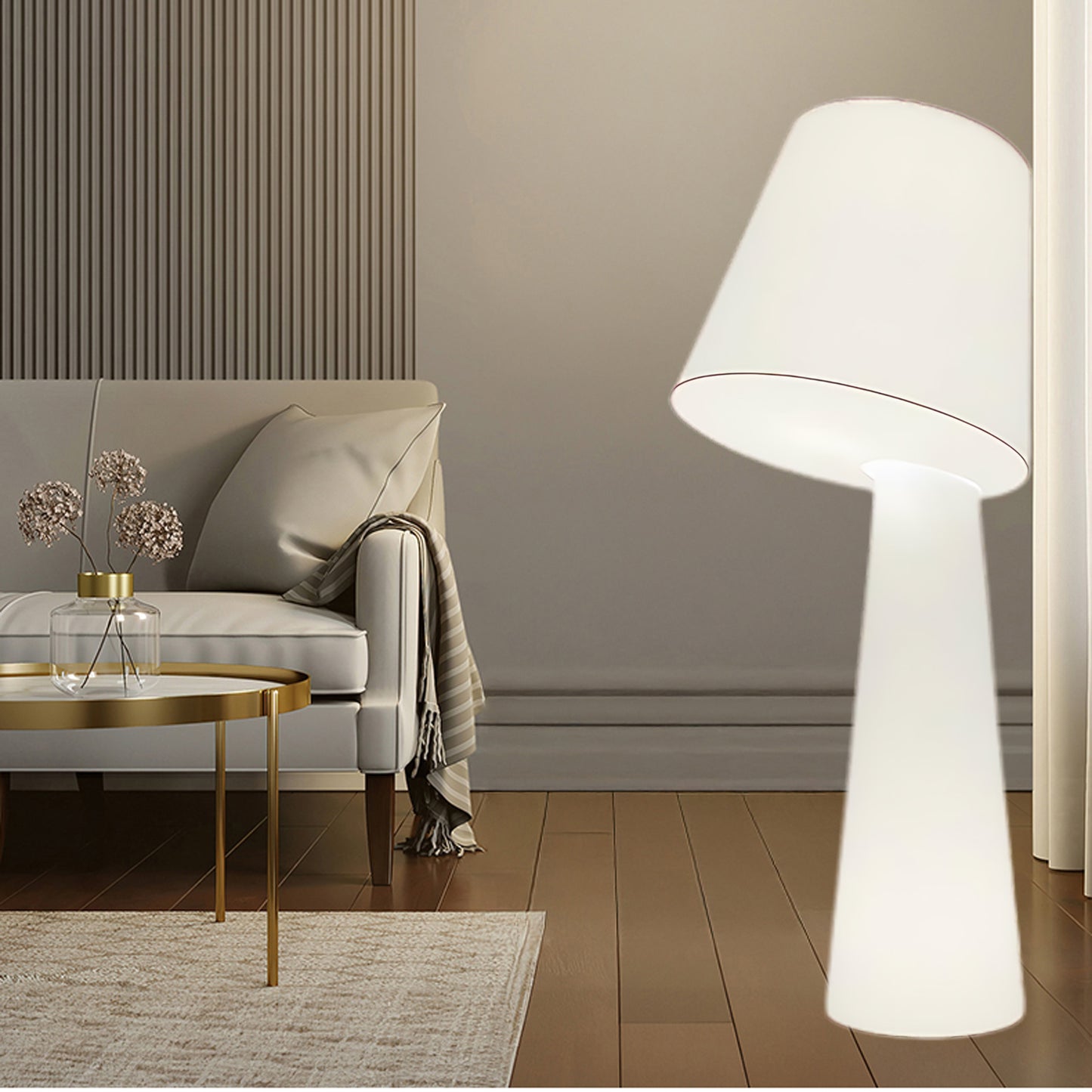 Column Fabric Contemporary Metal Floor Lamp