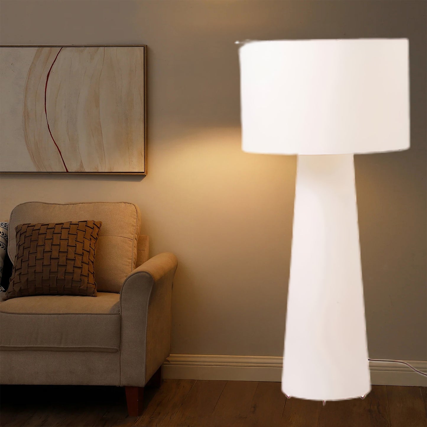 Column Fabric Contemporary Metal Floor Lamp