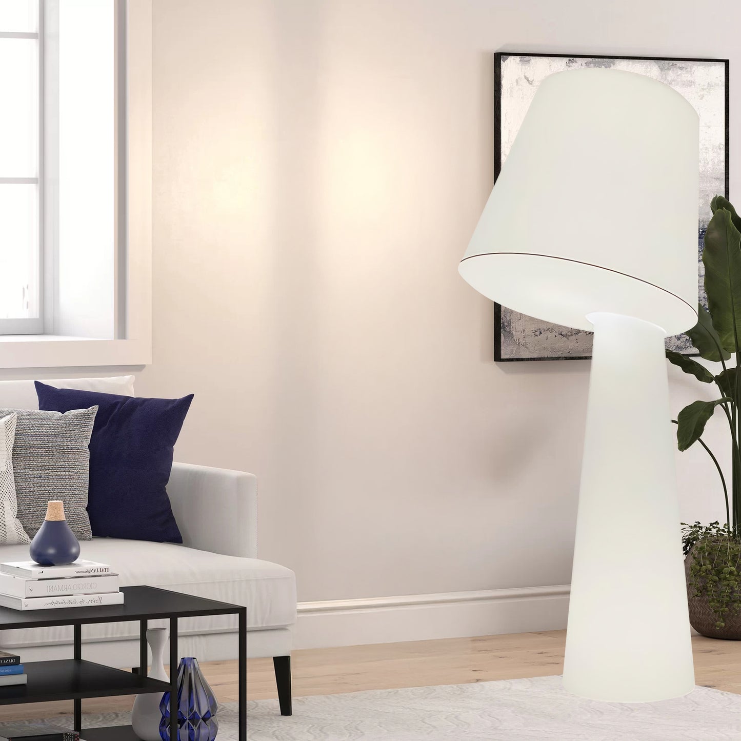 Column Fabric Contemporary Metal Floor Lamp