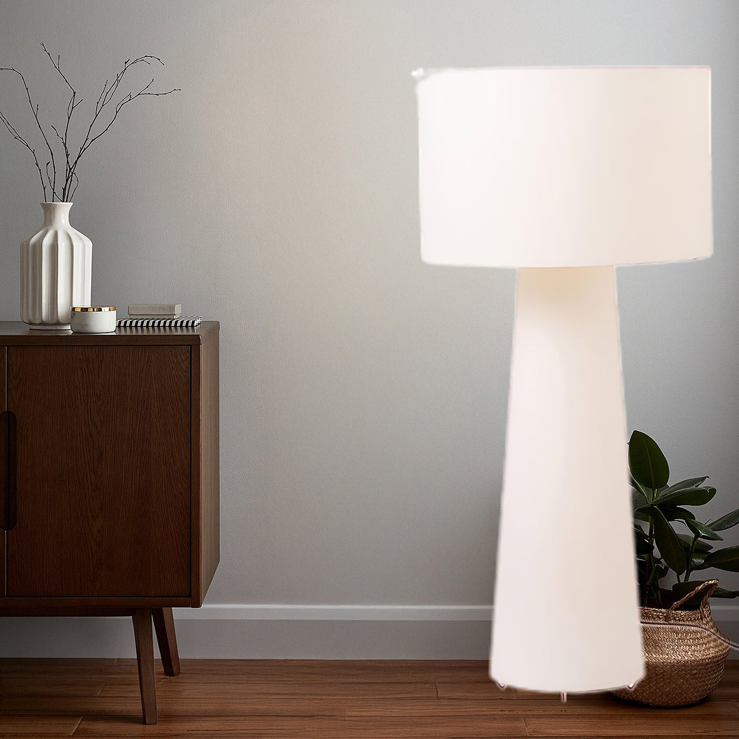 Column Fabric Contemporary Metal Floor Lamp