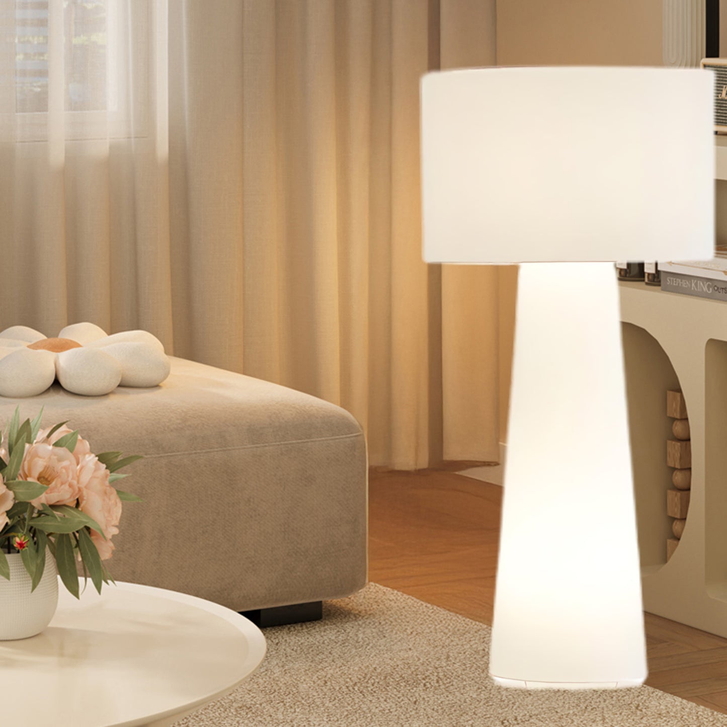 Column Fabric Contemporary Metal Floor Lamp