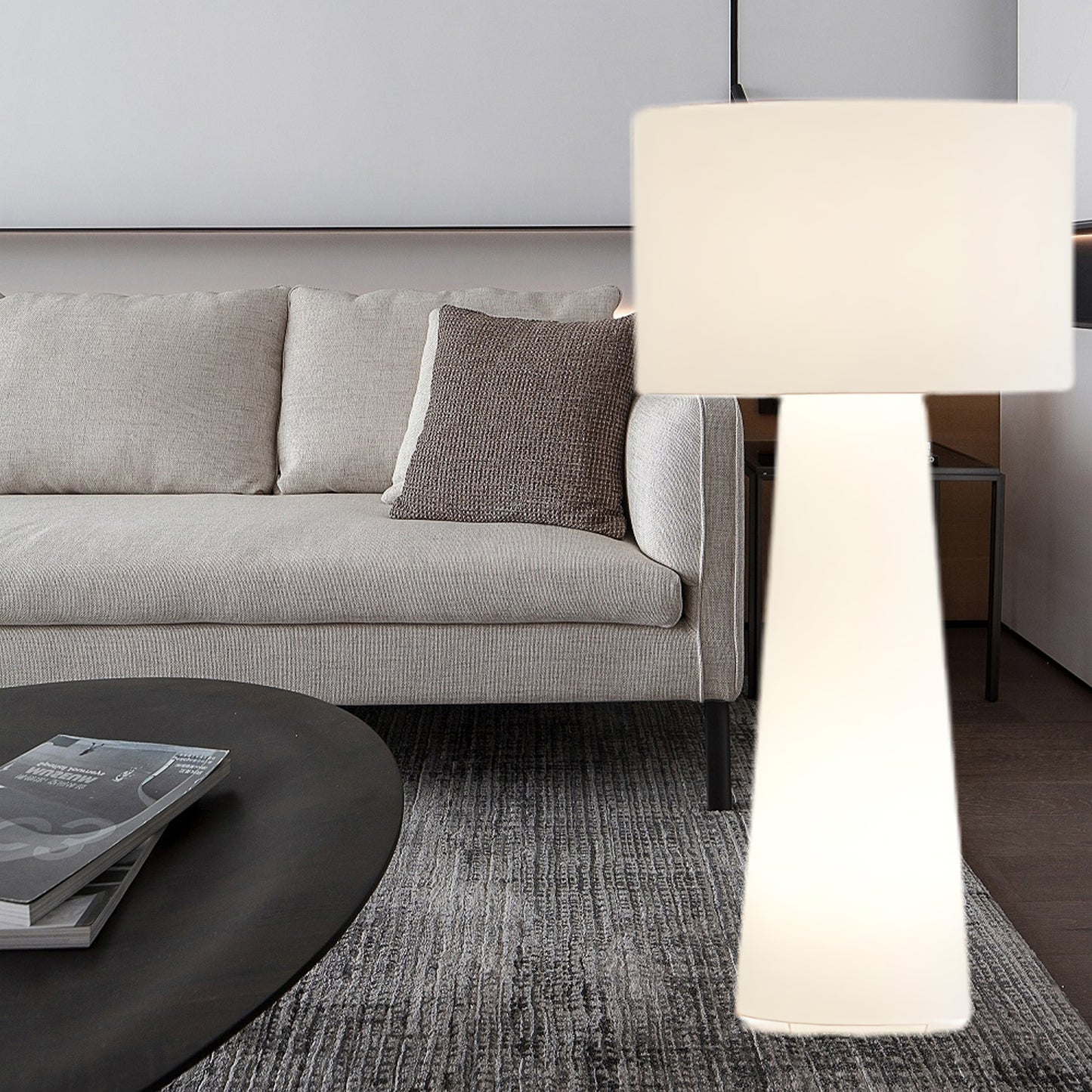 Column Fabric Contemporary Metal Floor Lamp