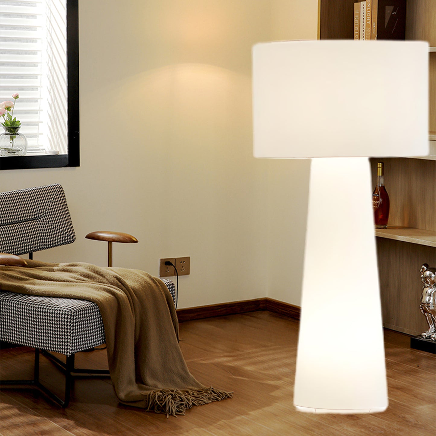 Column Fabric Contemporary Metal Floor Lamp