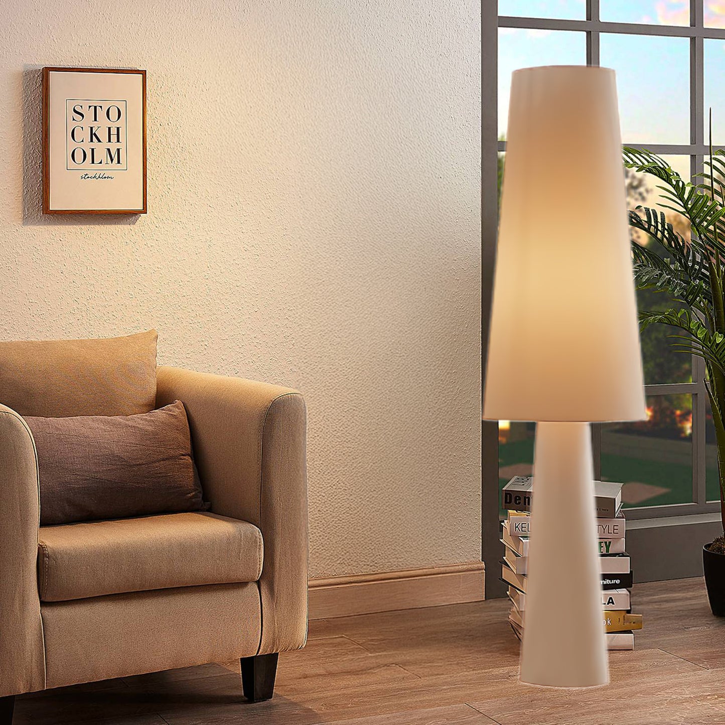 Column Fabric Contemporary Metal Floor Lamp