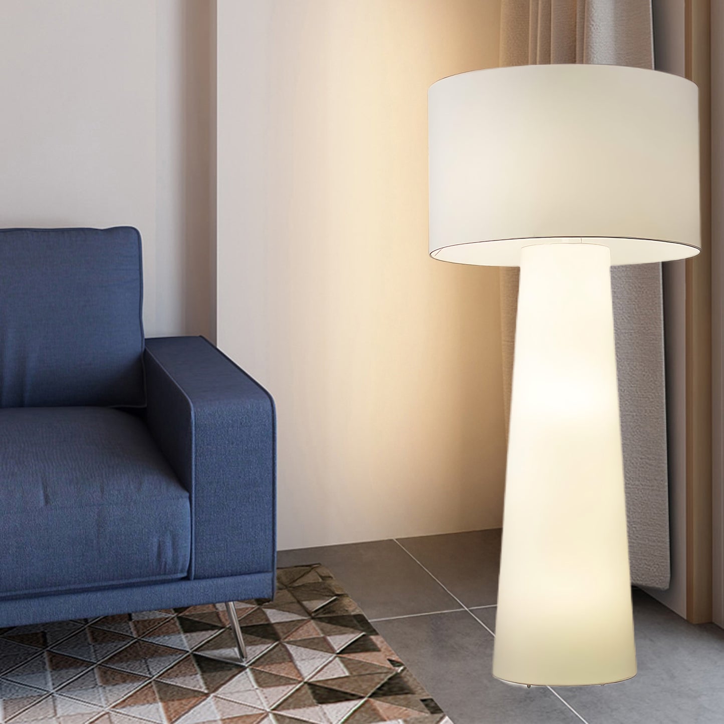 Column Fabric Contemporary Metal Floor Lamp