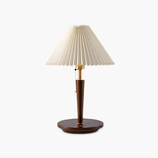 Cone Pleated Fabric Minimalist Wood Table Lamp