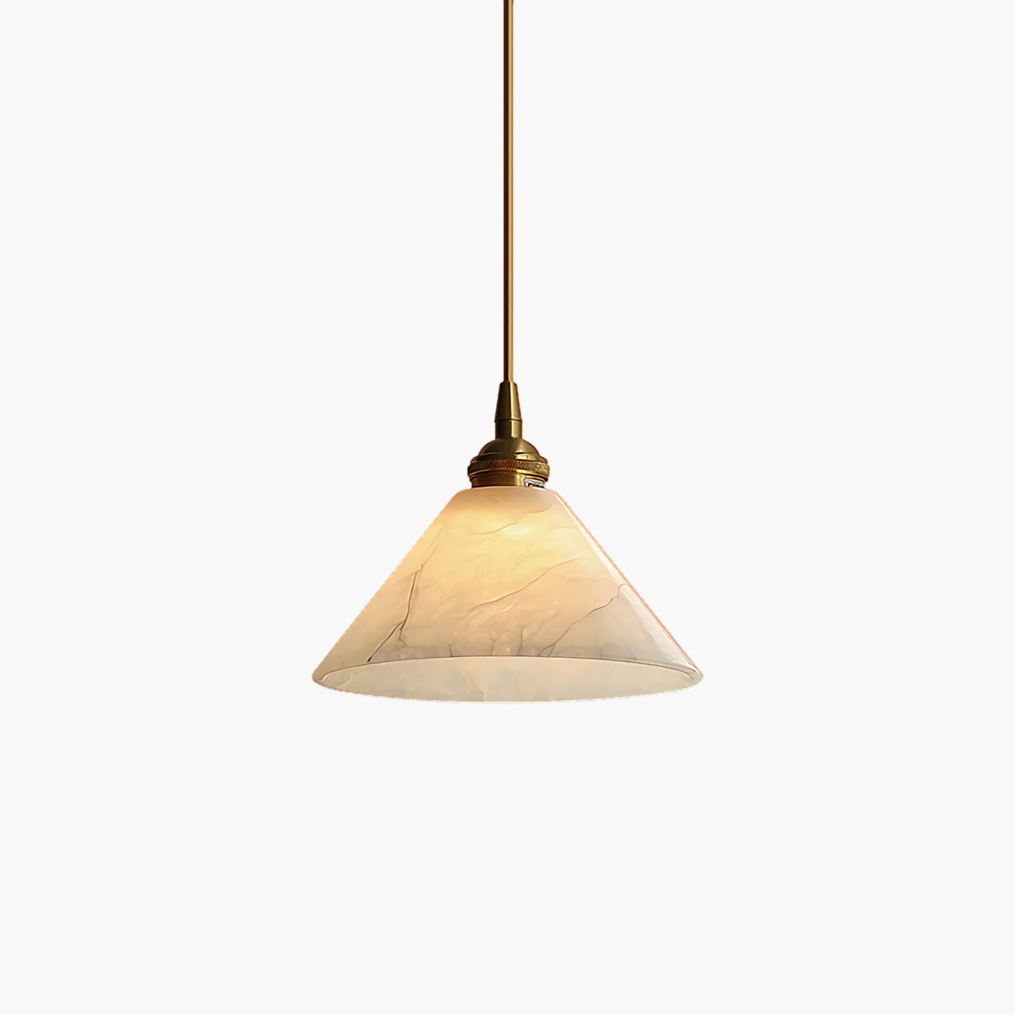 Conical Art Deco Brass Pendant Lamp