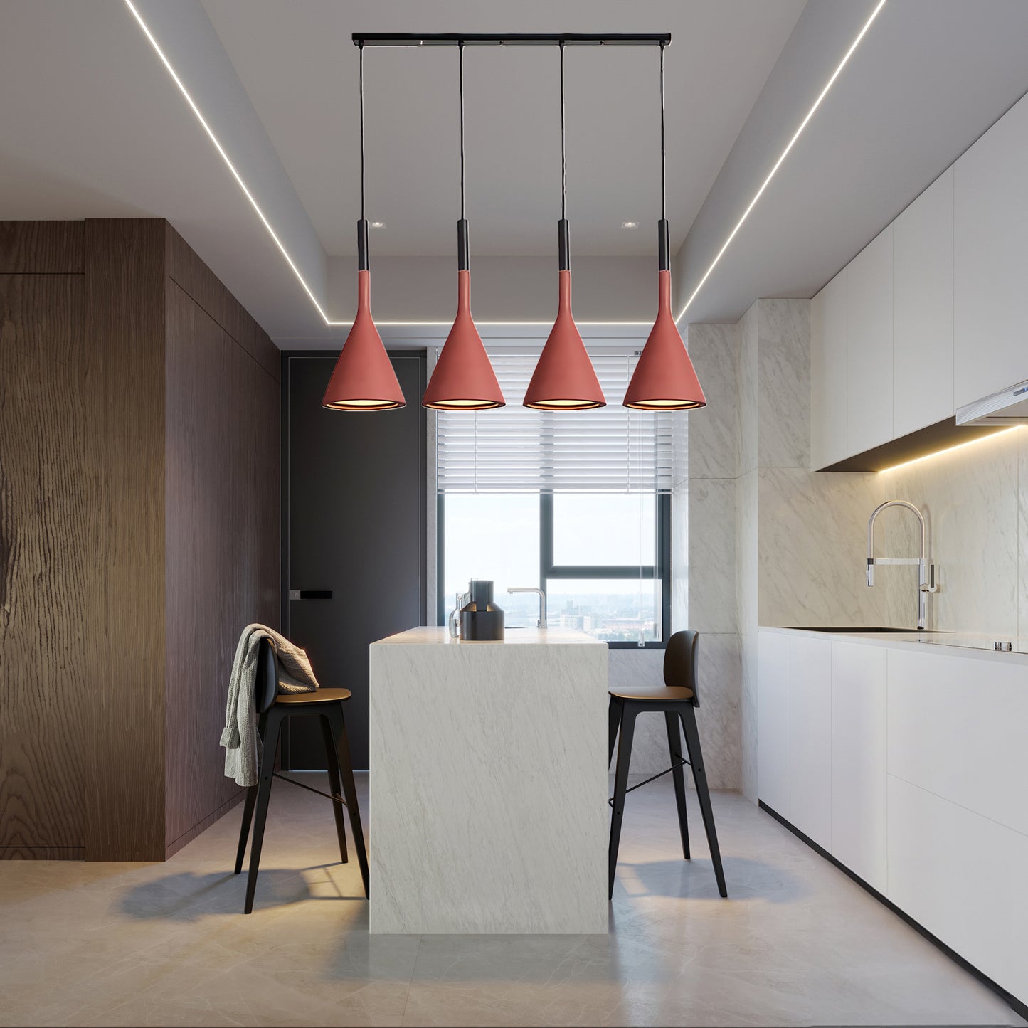 Conical Concrete Eclectic Metal Pendant Light