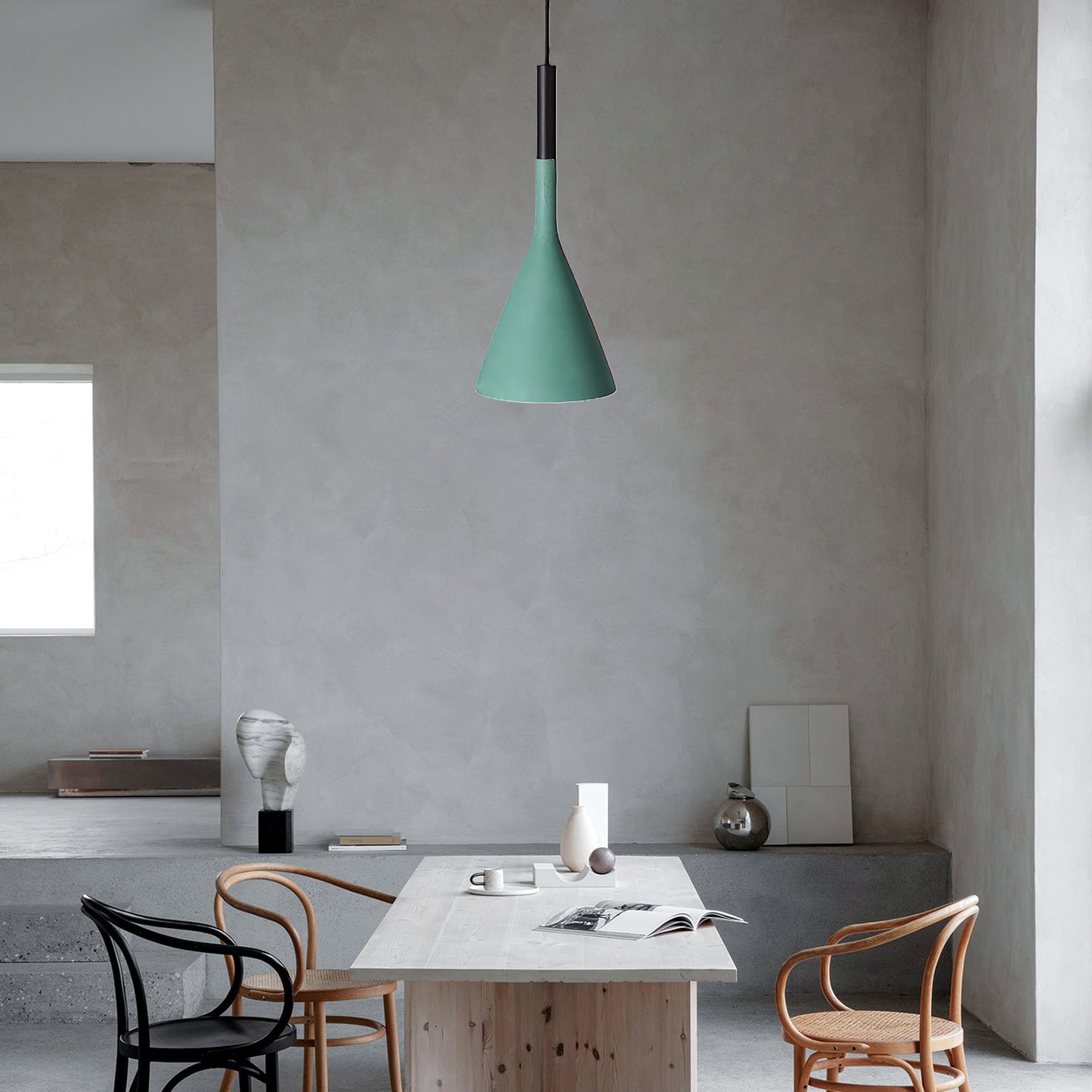 Conical Concrete Eclectic Metal Pendant Light