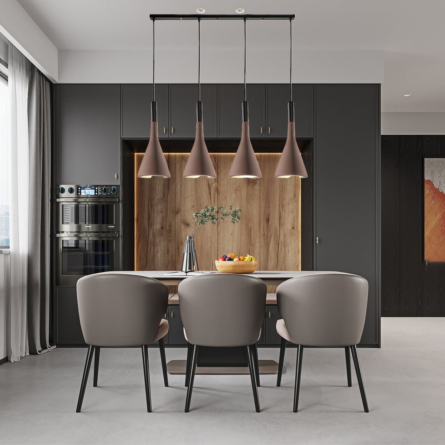 Conical Concrete Eclectic Metal Pendant Light