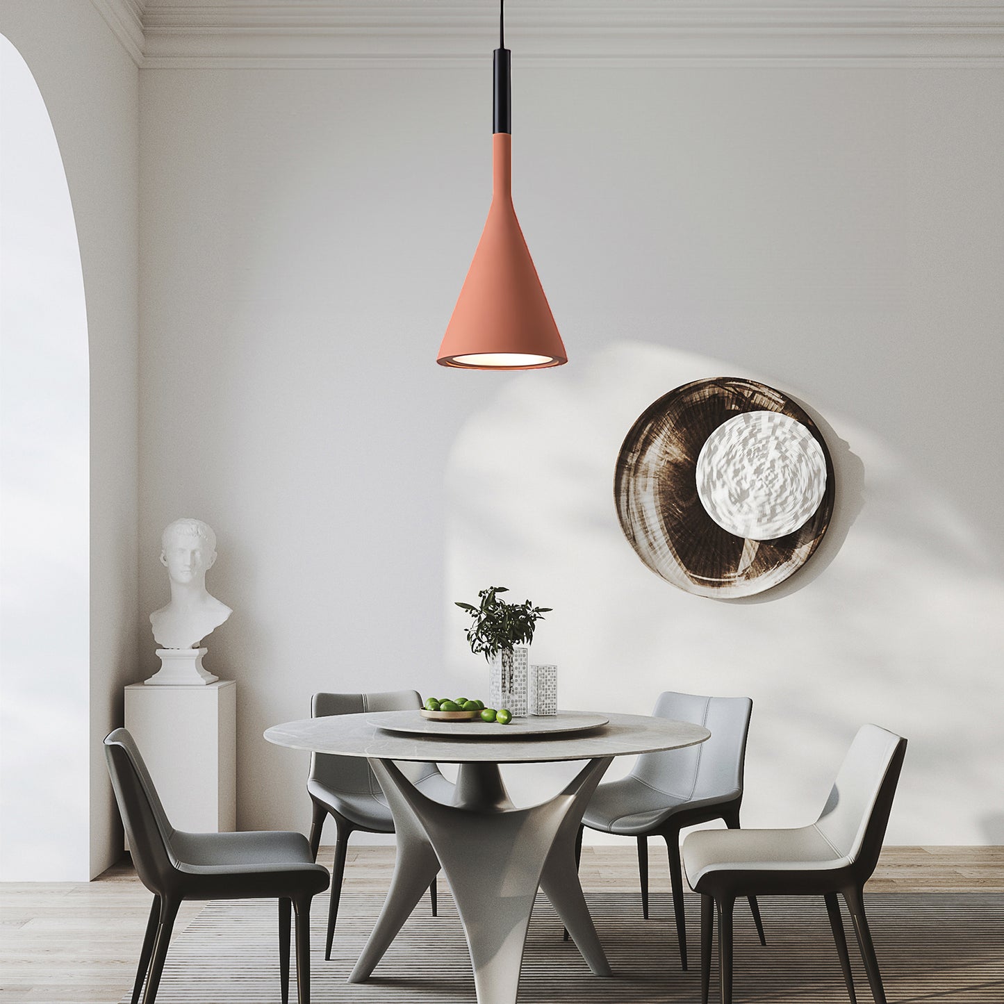 Conical Concrete Eclectic Metal Pendant Light