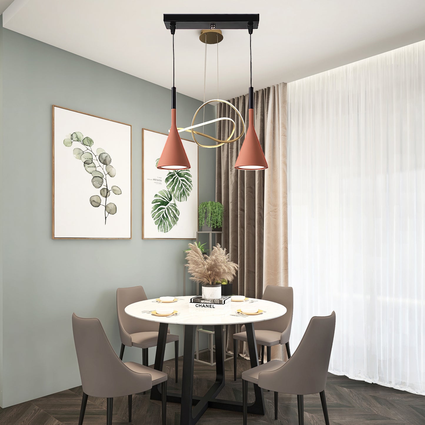 Conical Concrete Eclectic Metal Pendant Light