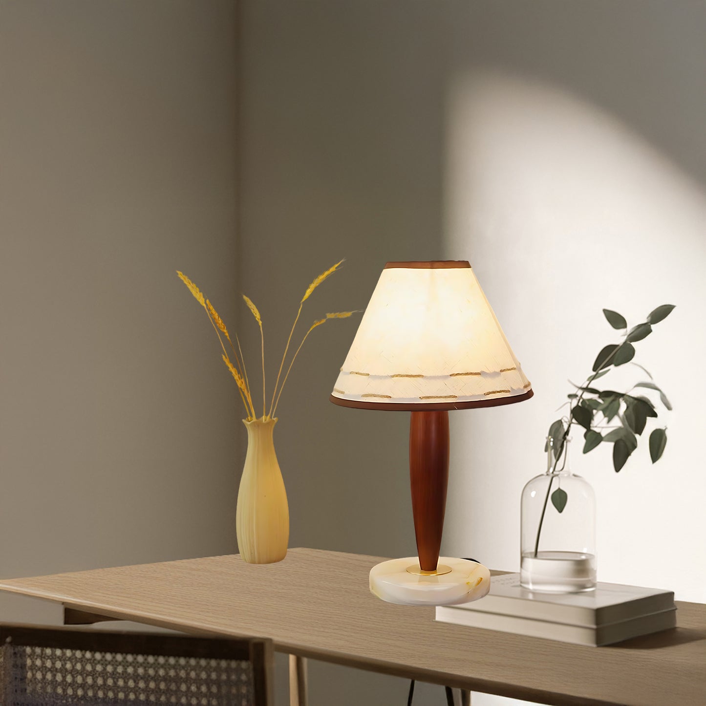 Conical Contemporary Wood Table Lamp