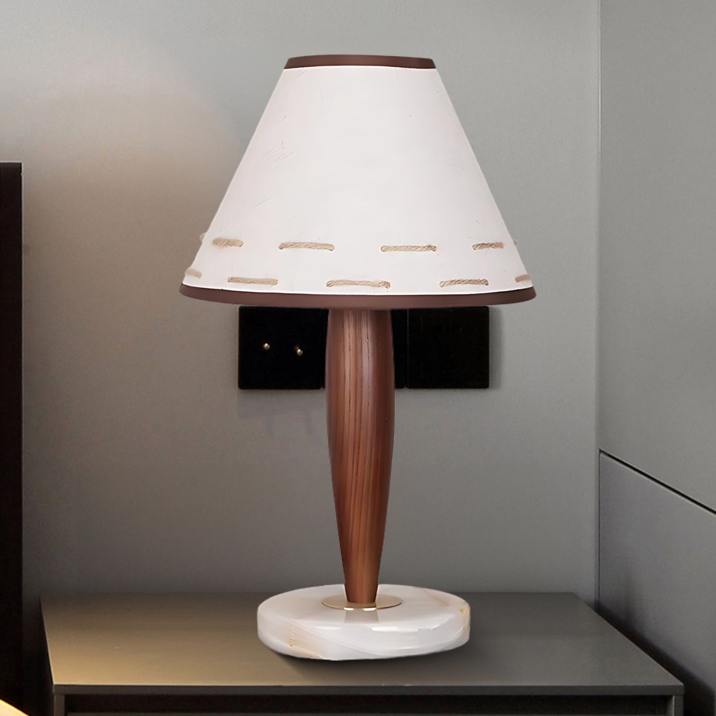 Conical Contemporary Wood Table Lamp