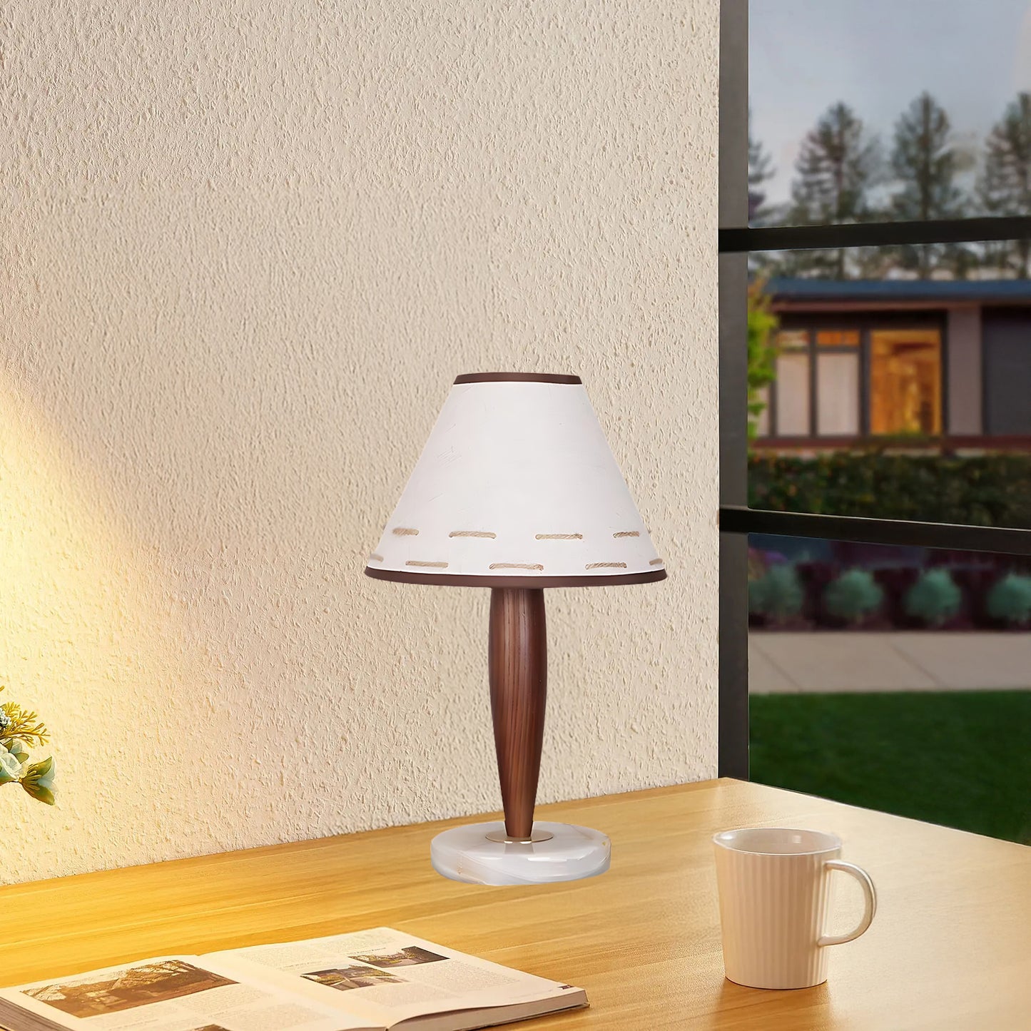 Conical Contemporary Wood Table Lamp