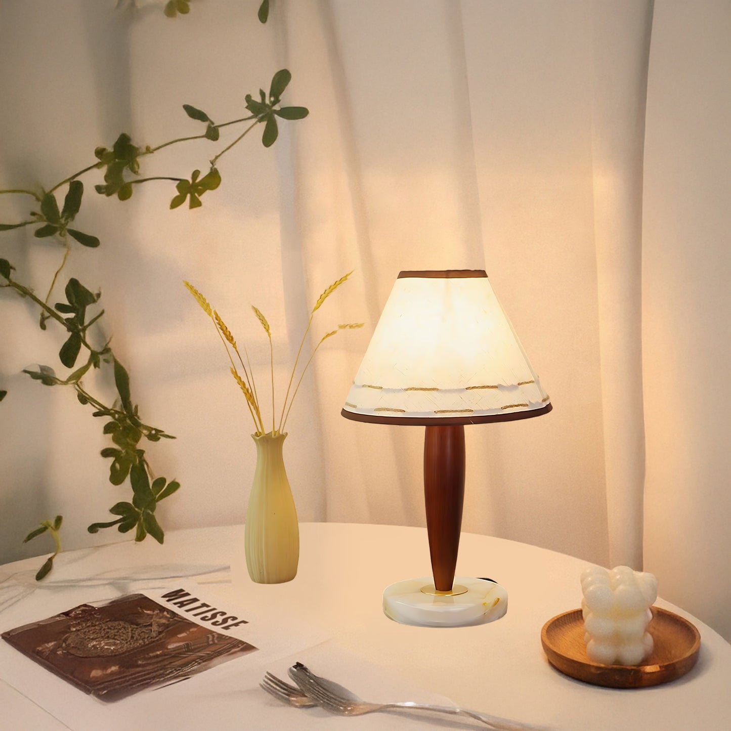 Conical Contemporary Wood Table Lamp