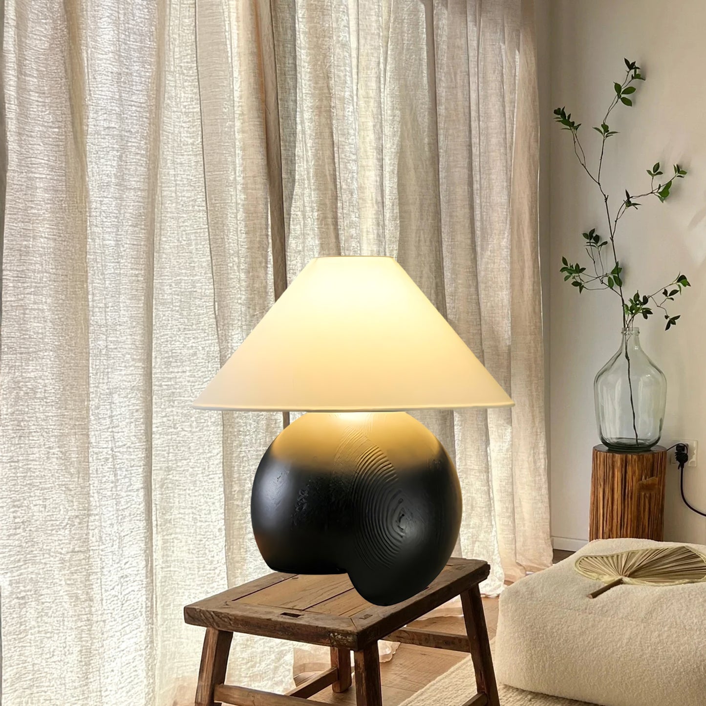 Corner Log Luxury Wood Table Lamp