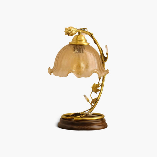 Cracked Brass Art Deco Crystal Table Lamp