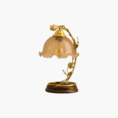 Cracked Brass Art Deco Crystal Table Lamp