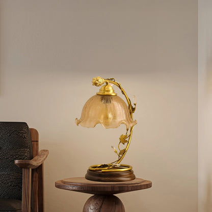 Cracked Brass Art Deco Crystal Table Lamp