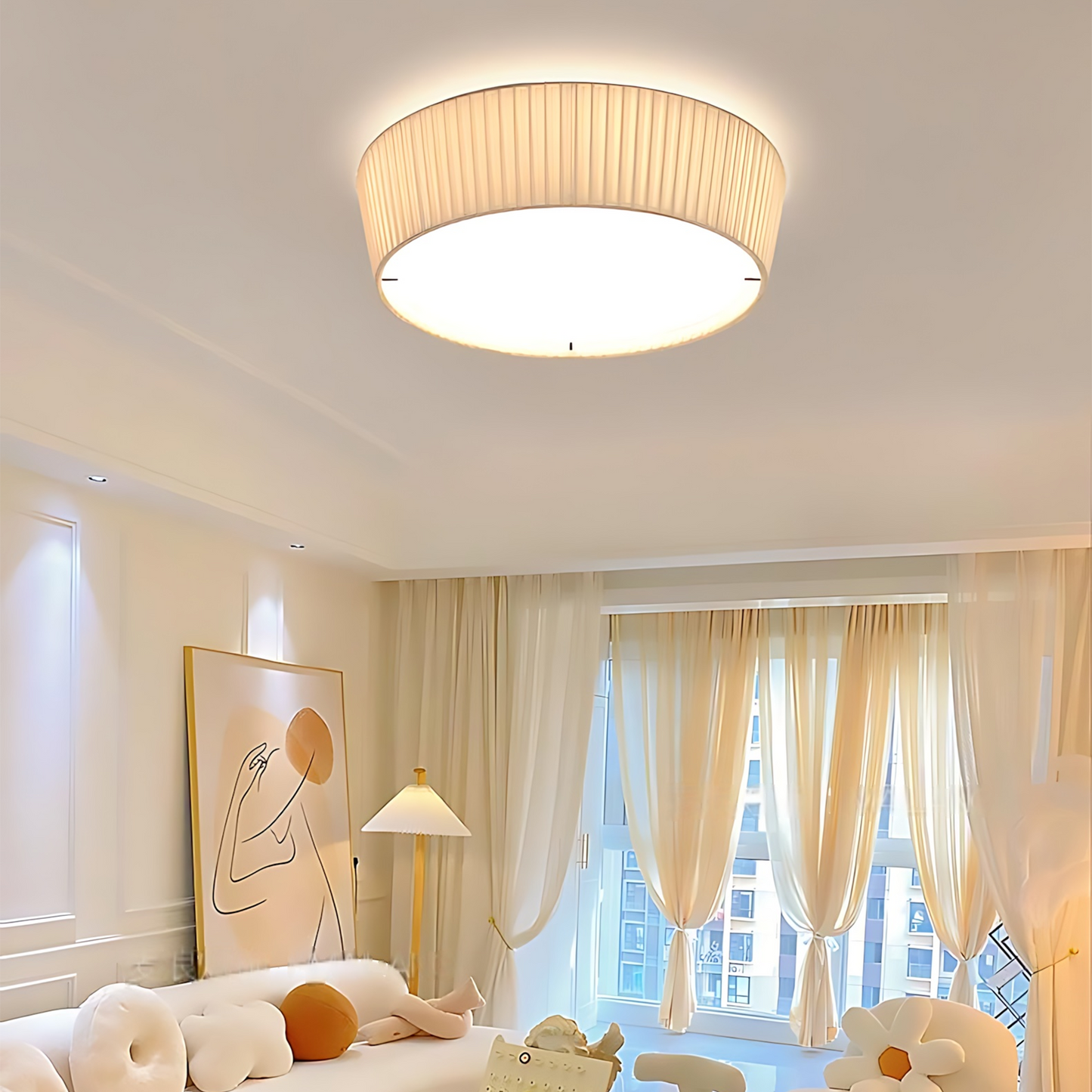 Cream Nordic Alcove Ceiling Lamp