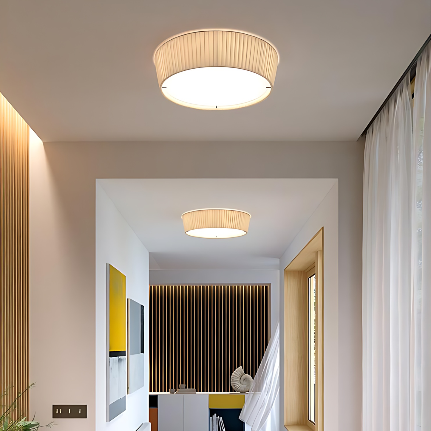 Cream Nordic Alcove Ceiling Lamp