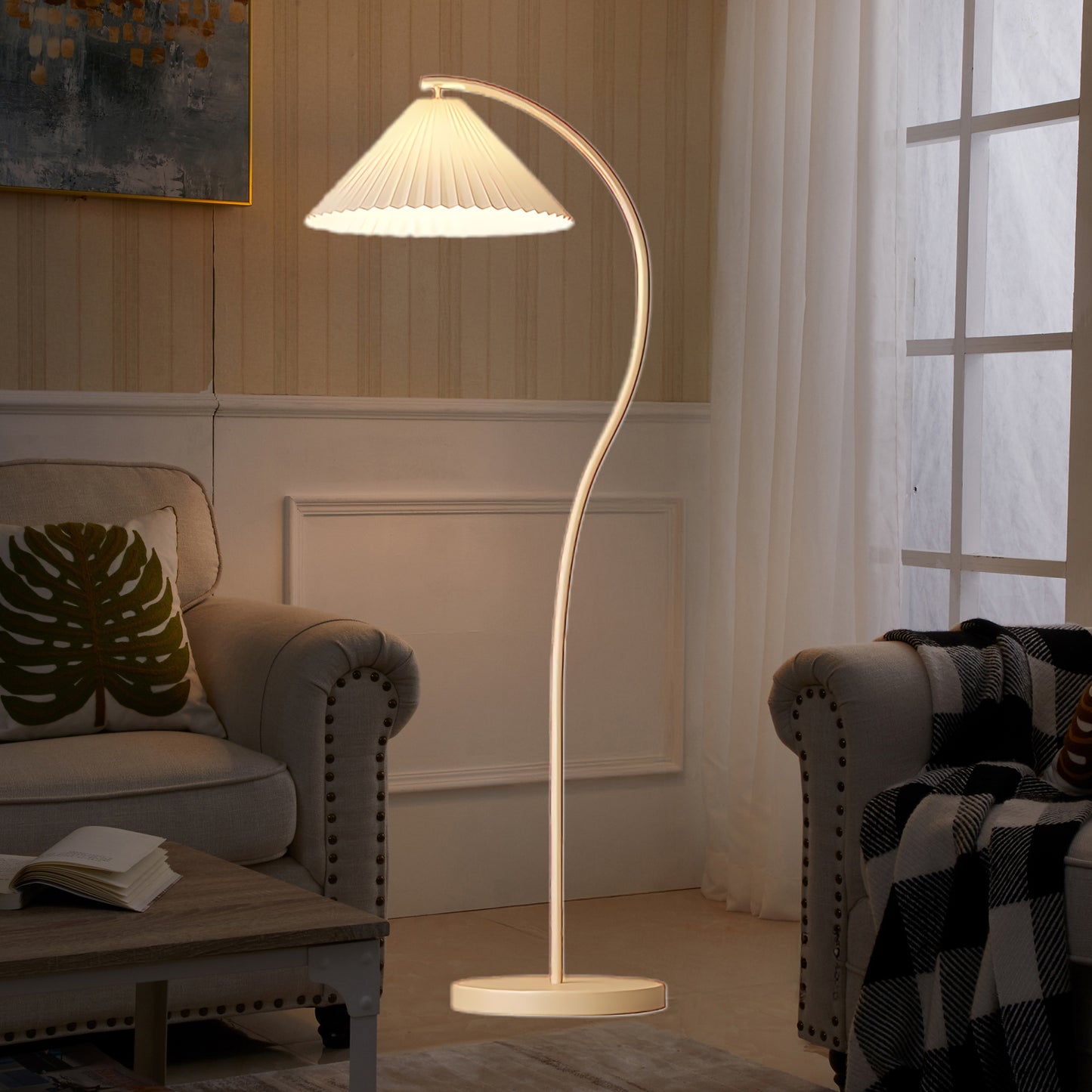 Crescini Pleated Modern Metal Floor Lamp