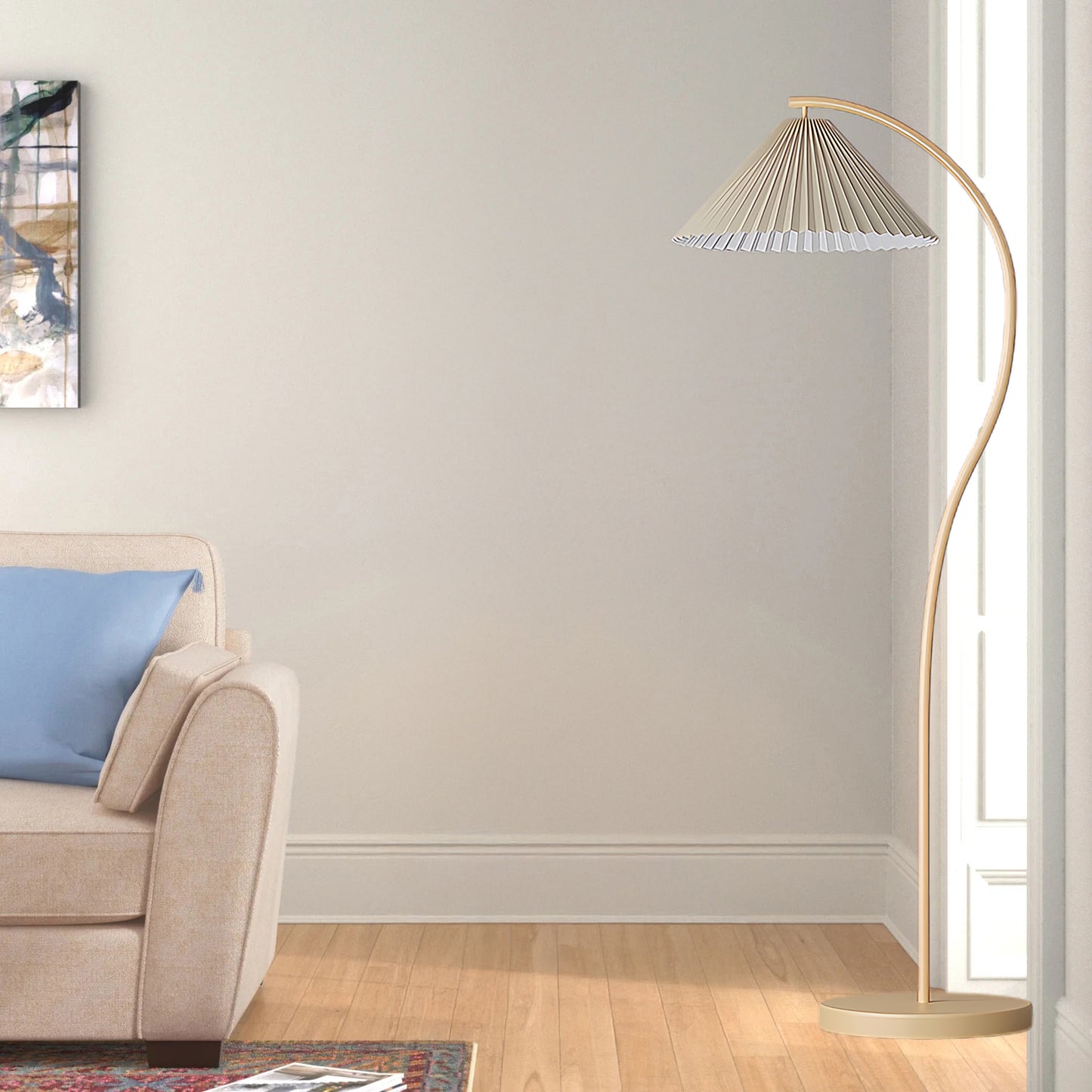 Crescini Pleated Modern Metal Floor Lamp