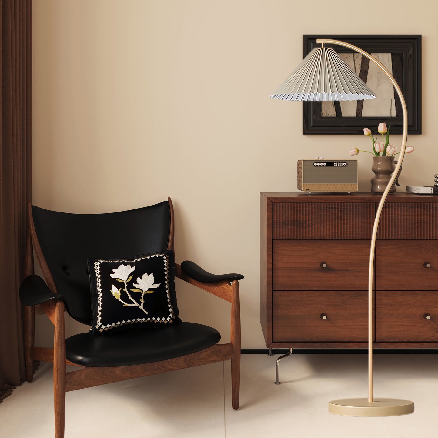 Crescini Pleated Modern Metal Floor Lamp