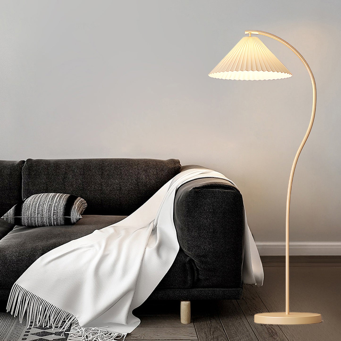 Crescini Pleated Modern Metal Floor Lamp