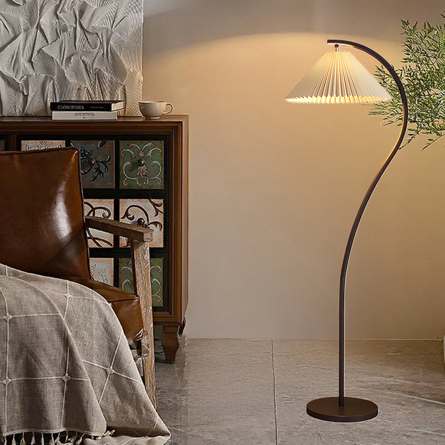 Crescini Pleated Modern Metal Floor Lamp