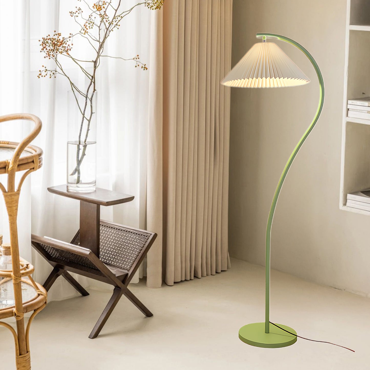 Crescini Pleated Modern Metal Floor Lamp