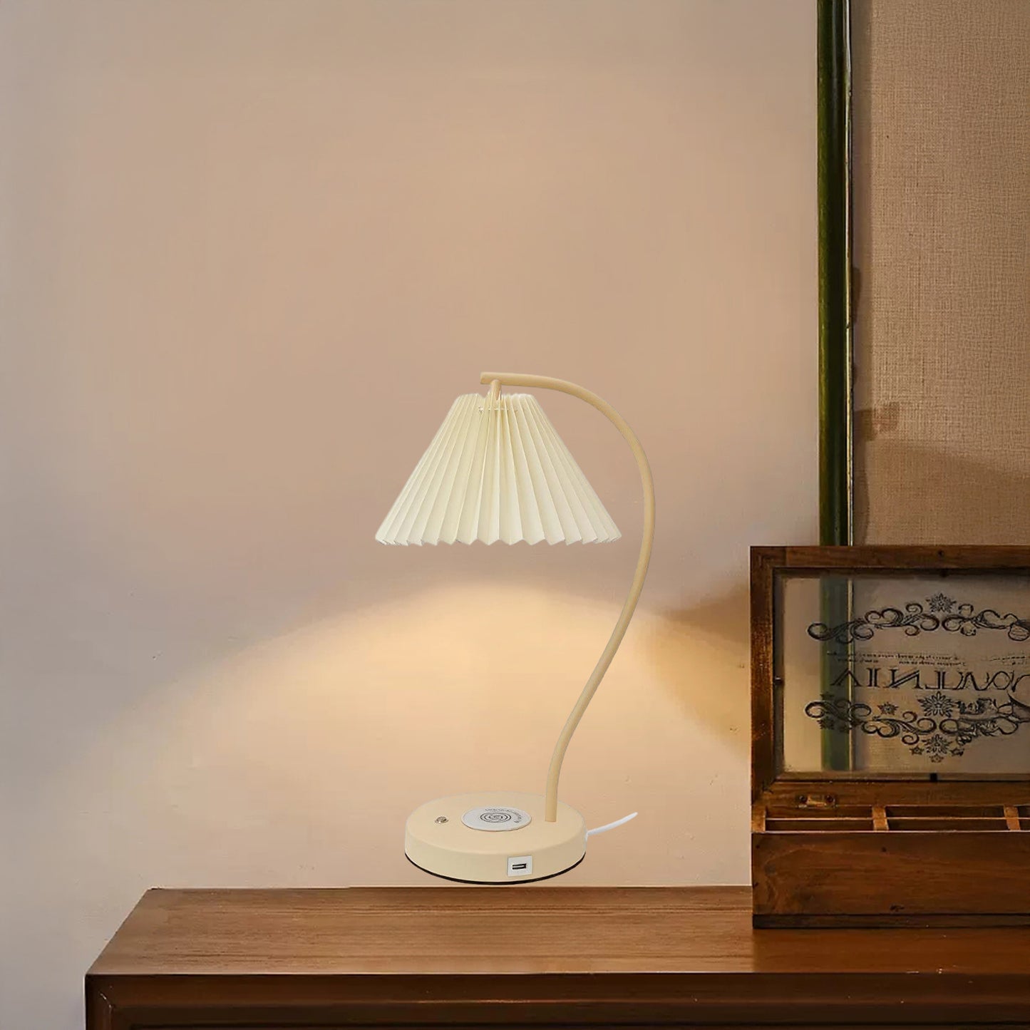 Crescini Pleated Traditional Metal Table Lamp