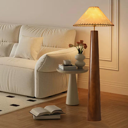 Crestview Paper Column Modern Wood Floor Lamp