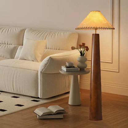 Crestview Paper Column Modern Wood Floor Lamp