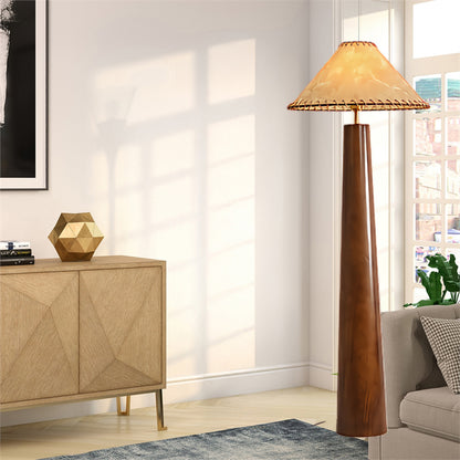 Crestview Paper Column Modern Wood Floor Lamp