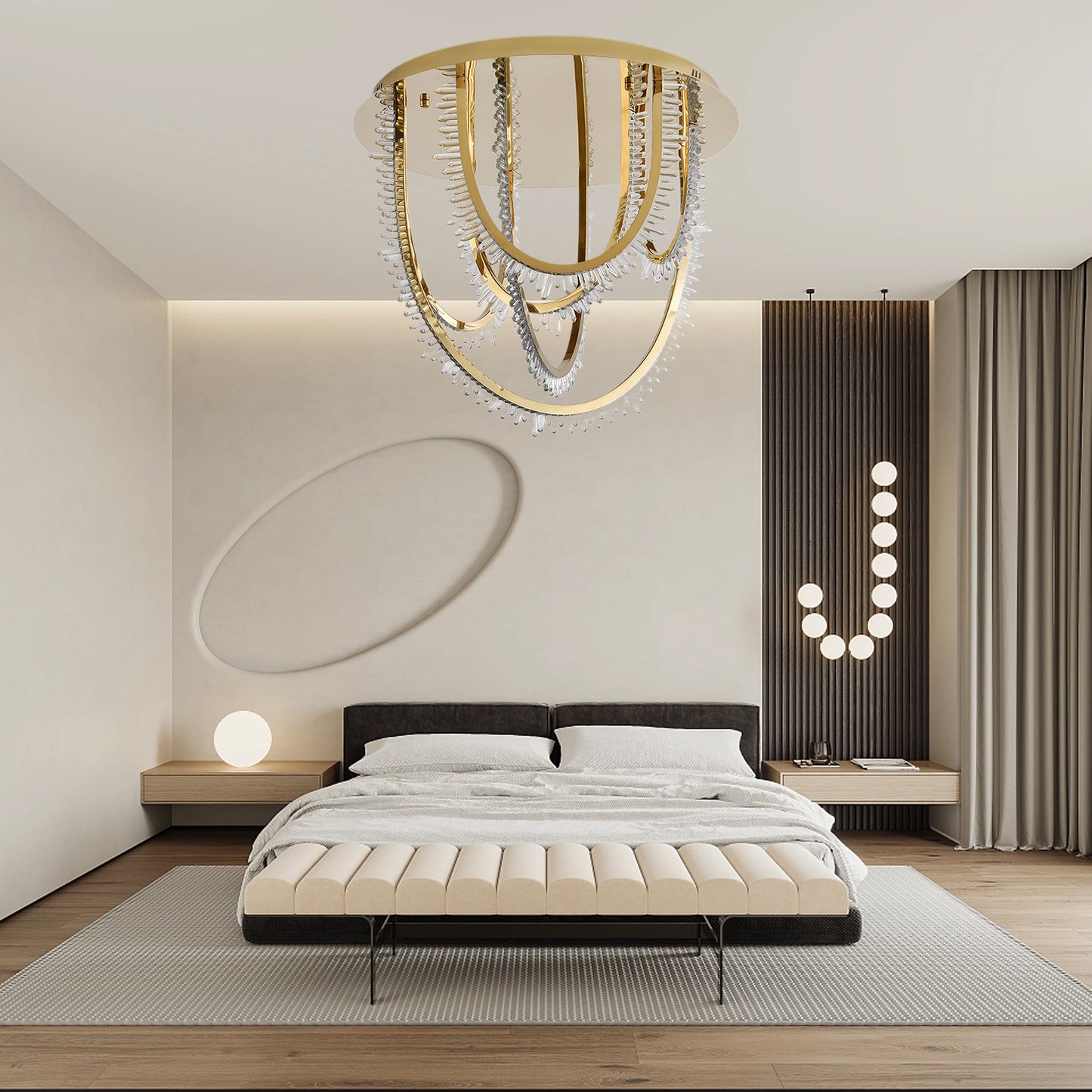 Crystal Corde Modern Steel Ceiling Light