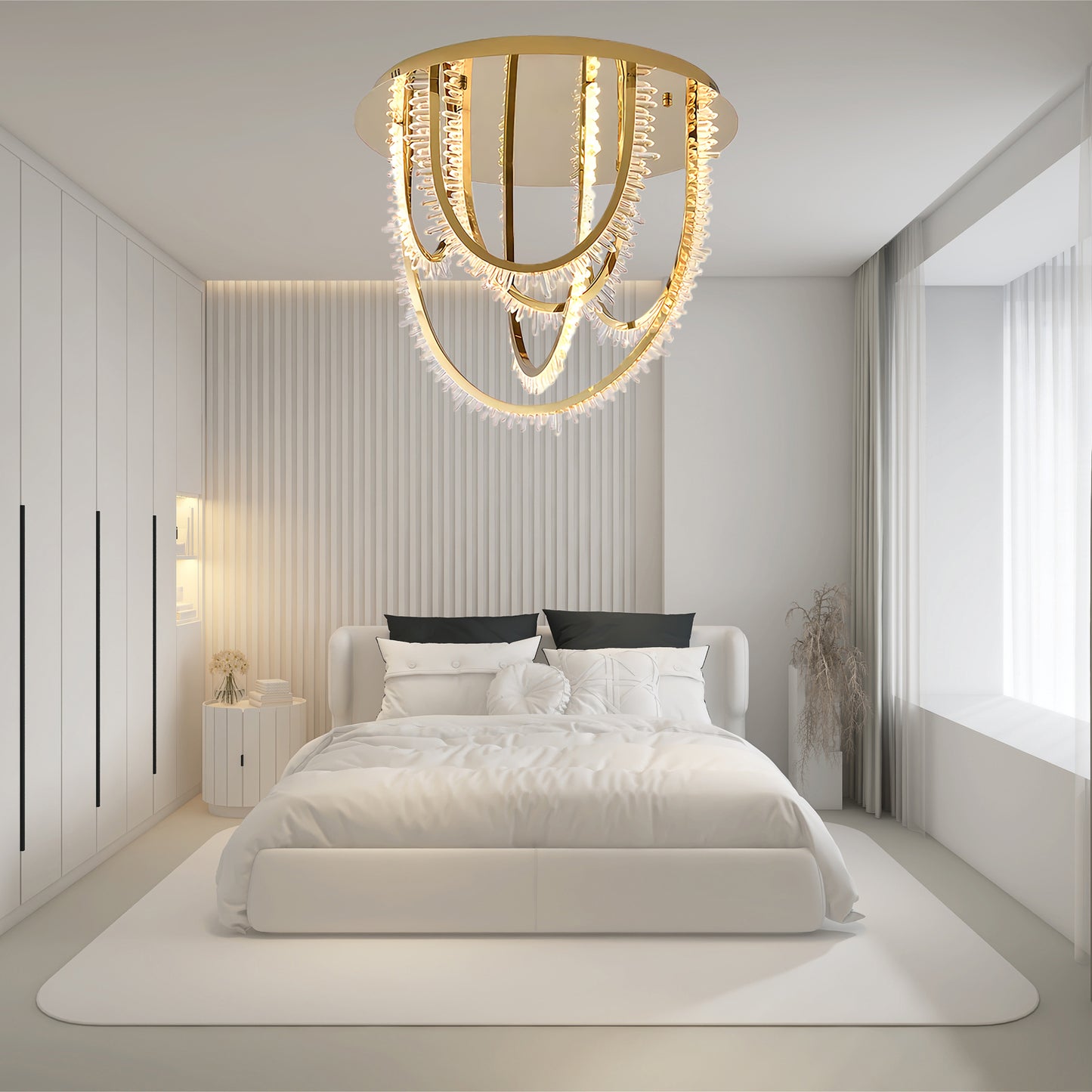 Crystal Corde Modern Steel Ceiling Light