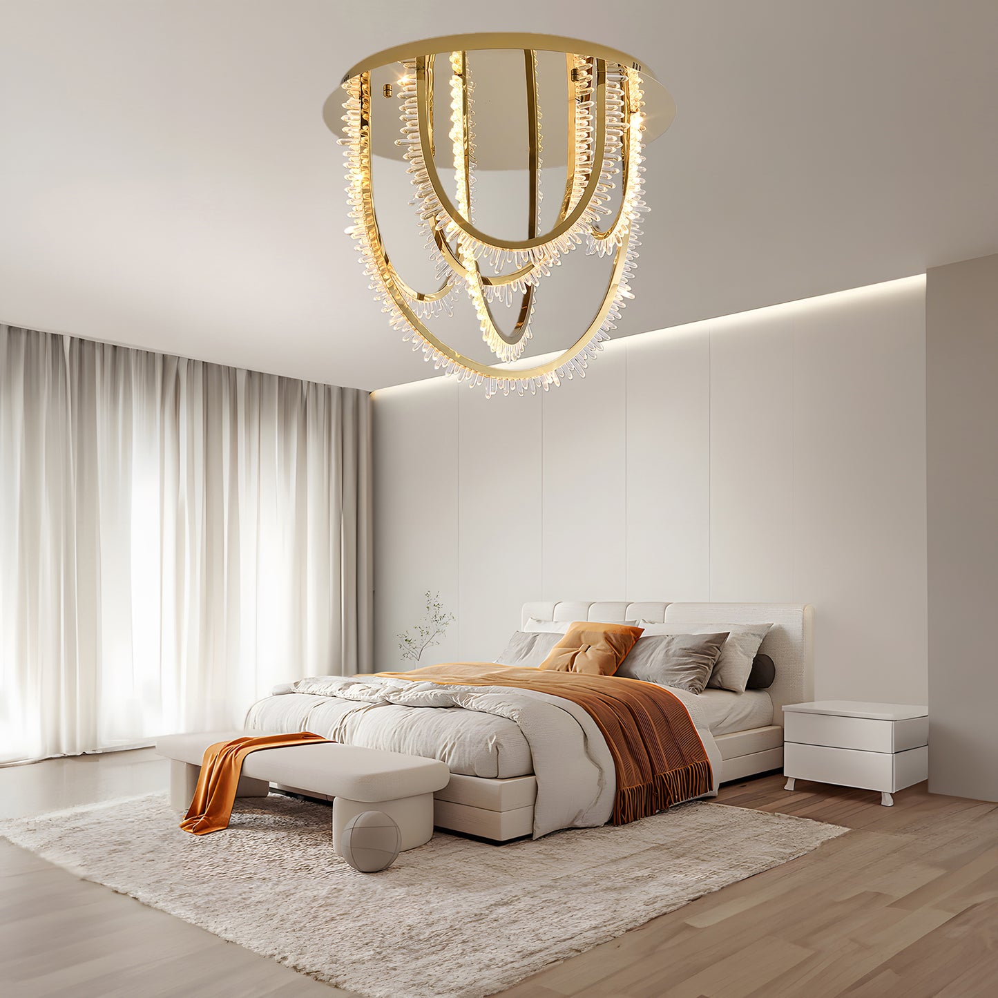 Crystal Corde Modern Steel Ceiling Light