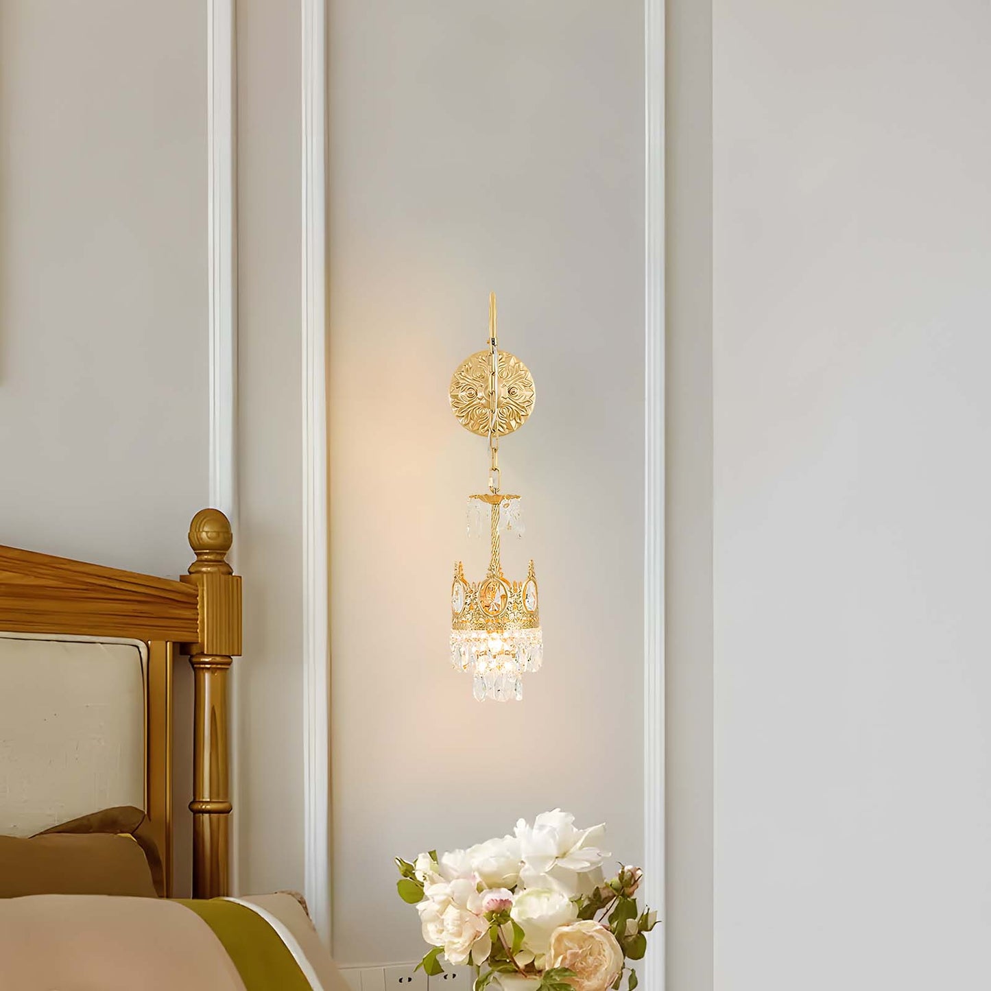 Crystal Crown Eclectic Metal Wall Light