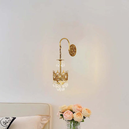 Crystal Crown Eclectic Metal Wall Light