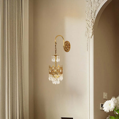 Crystal Crown Eclectic Metal Wall Light