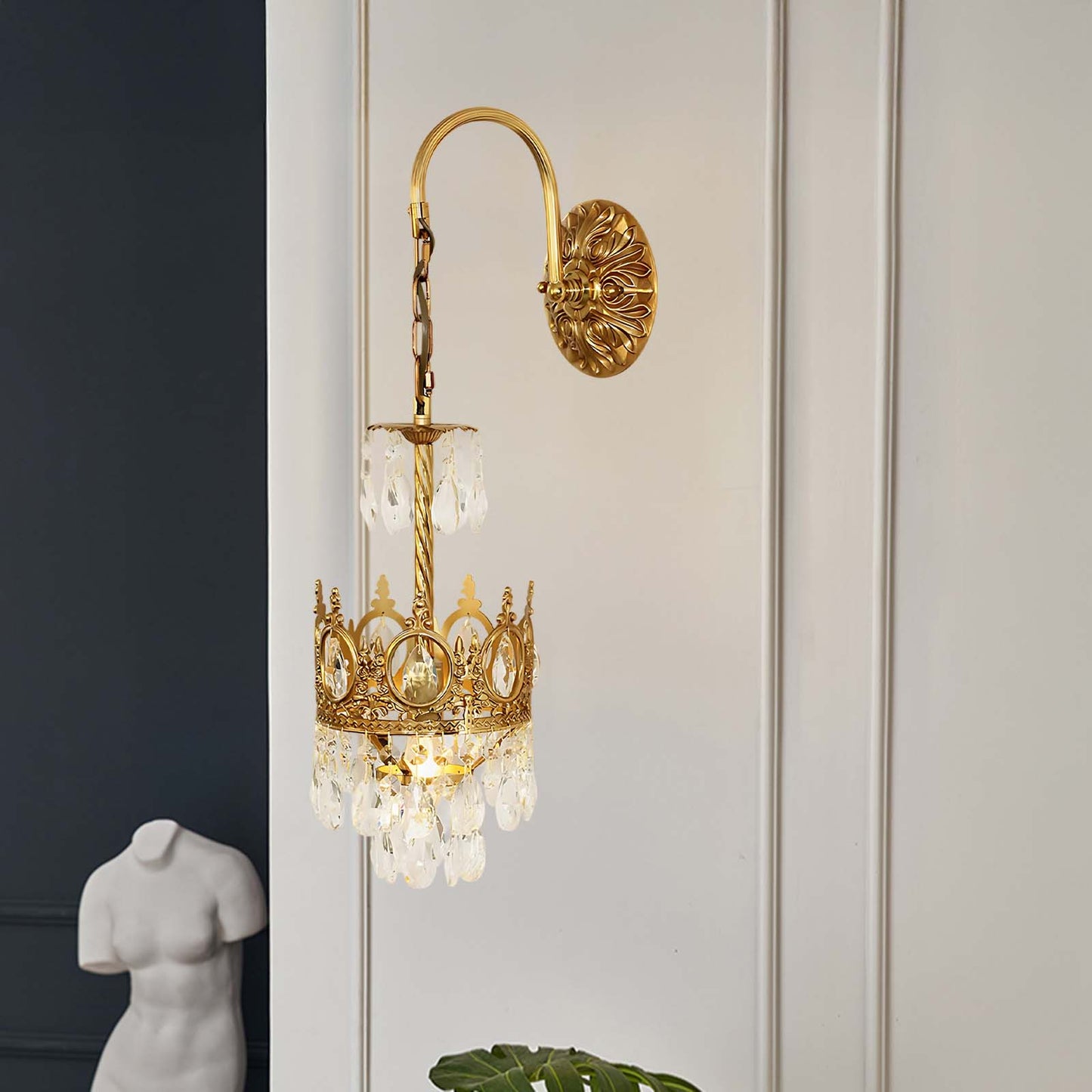 Crystal Crown Eclectic Metal Wall Light