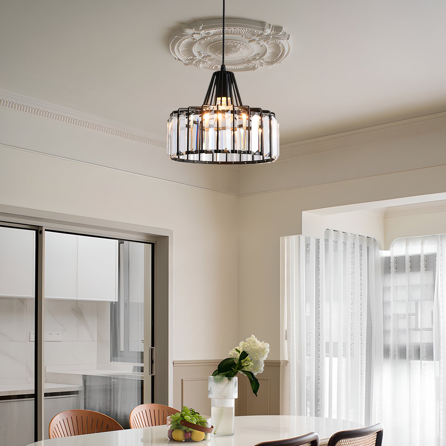 Crystal Drum Modern Pendant Lamp