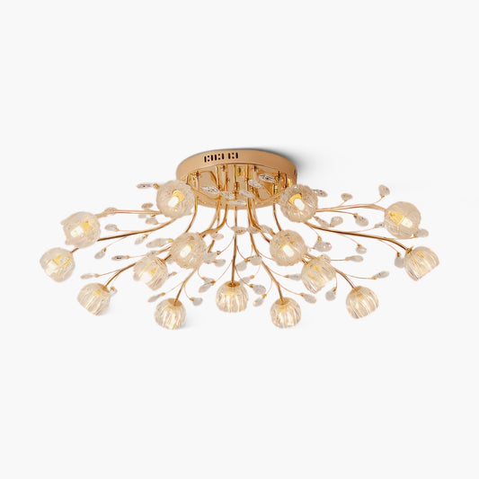 Crystal Flower Eclectic Metal Ceiling Light