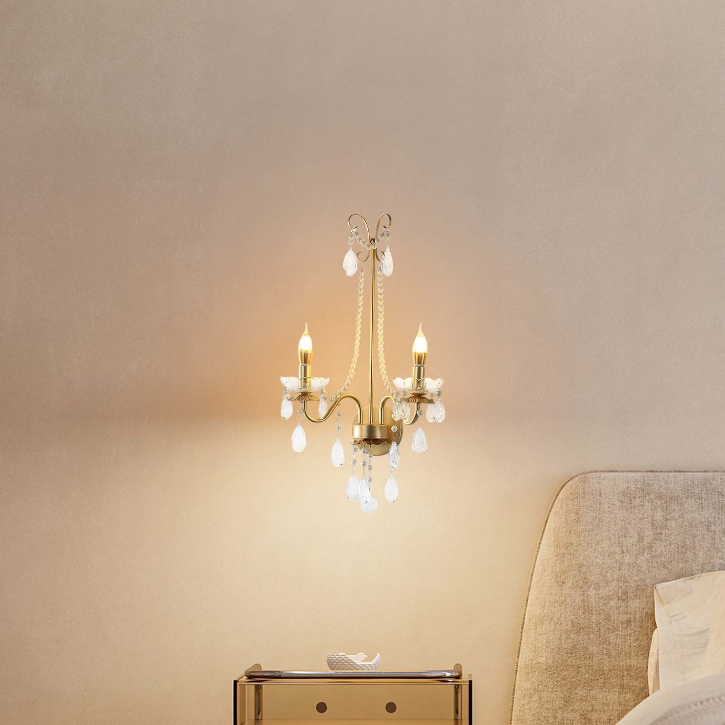 Crystal Pearl Chain Classic Wall Lamp