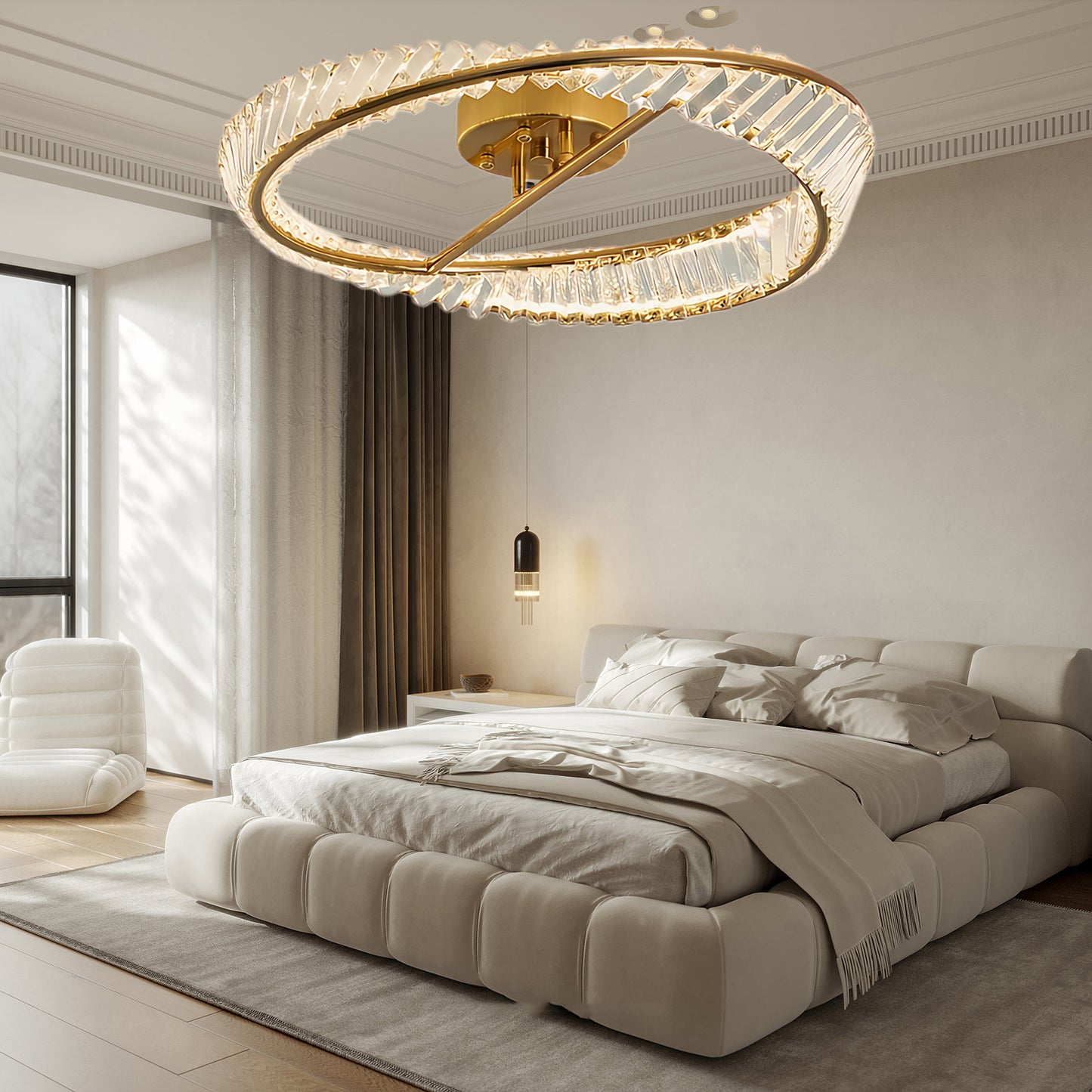 Crystal Rings Modern Ceiling Lamp