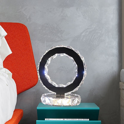 Crystal Rings Modern Steel Table Lamp