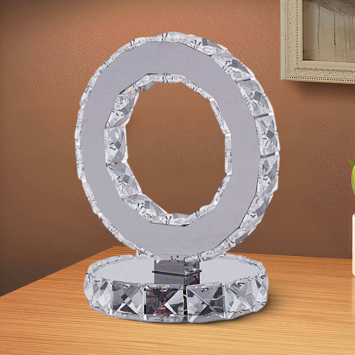 Crystal Rings Modern Steel Table Lamp